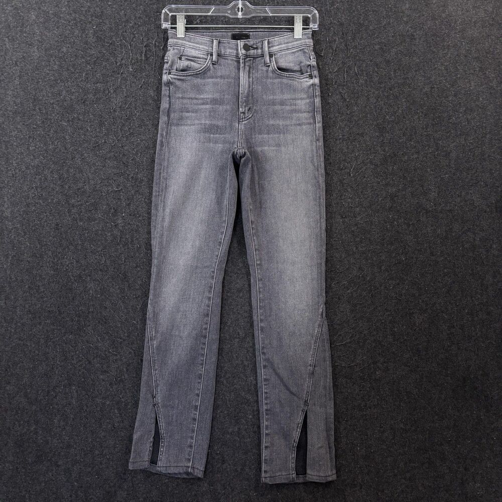 Mother The Rascal Sliced Up Heel Jeans Women's 24 Gray High Rise Stretch Denim